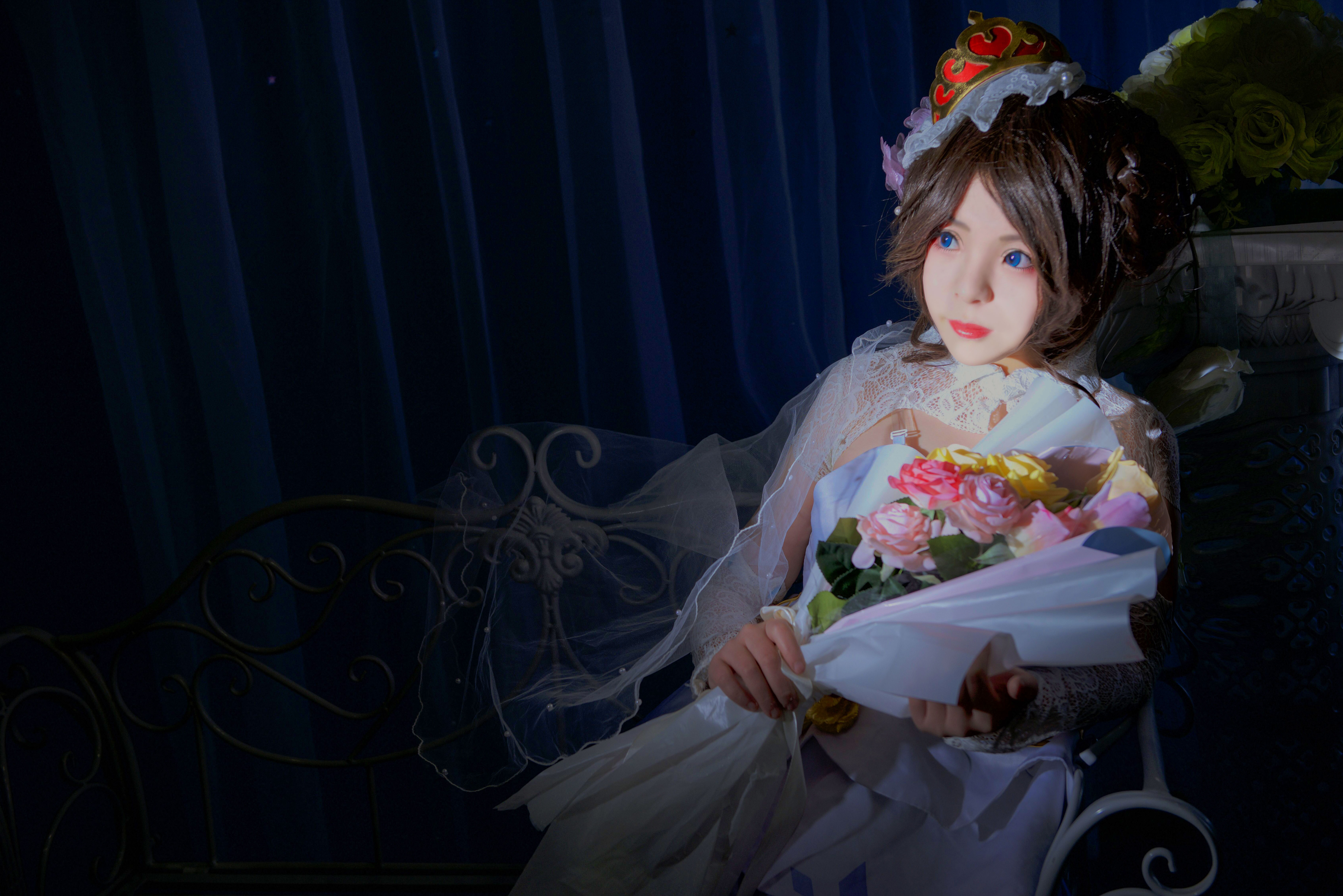 小乔纯白花嫁cosplay