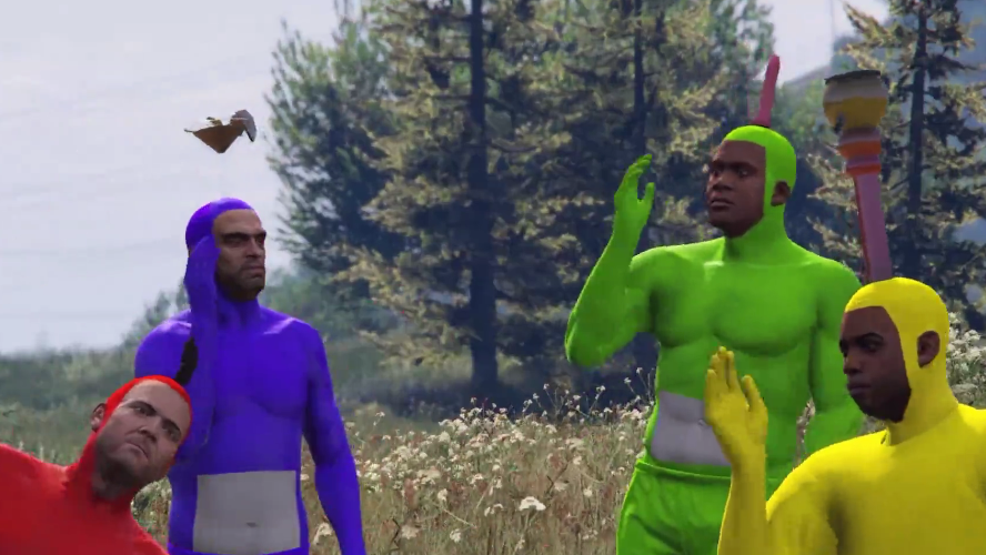 鬼畜版《天线宝宝》来袭?肌肉壮汉穿上紧身衣,画风极度辣眼睛!